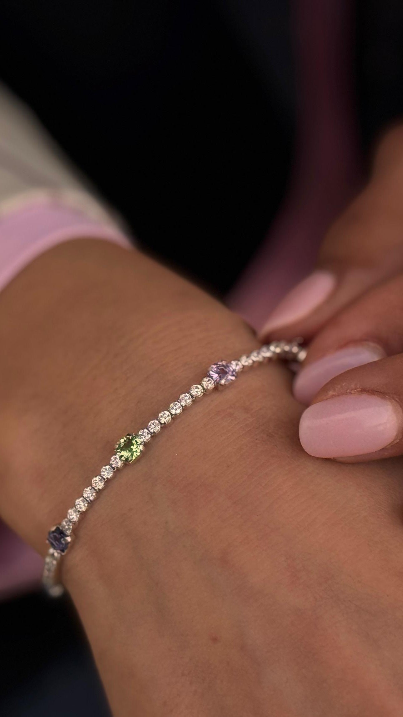 Bracciale tennis con gemme multicolor