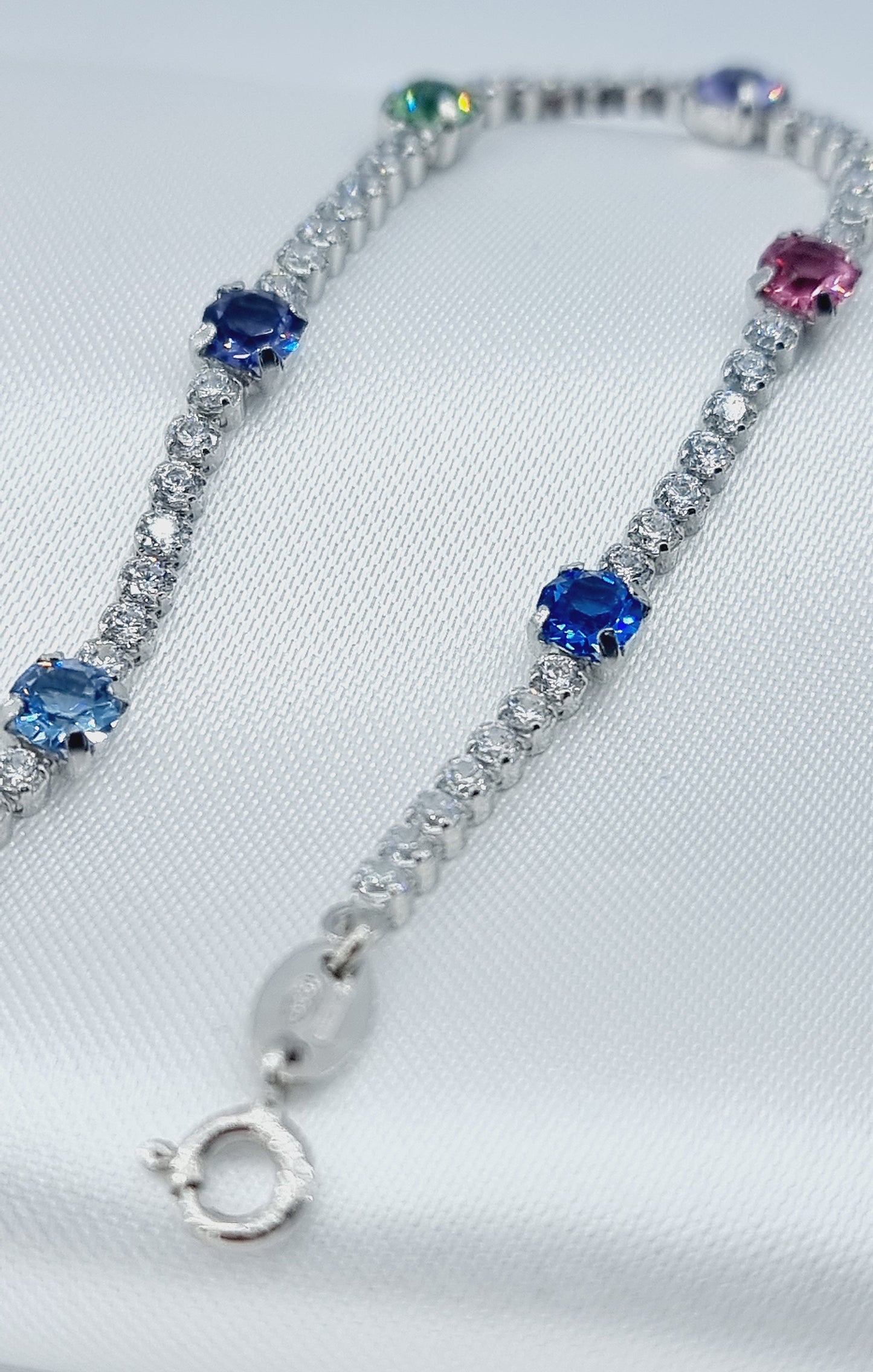 Bracciale tennis con gemme multicolor