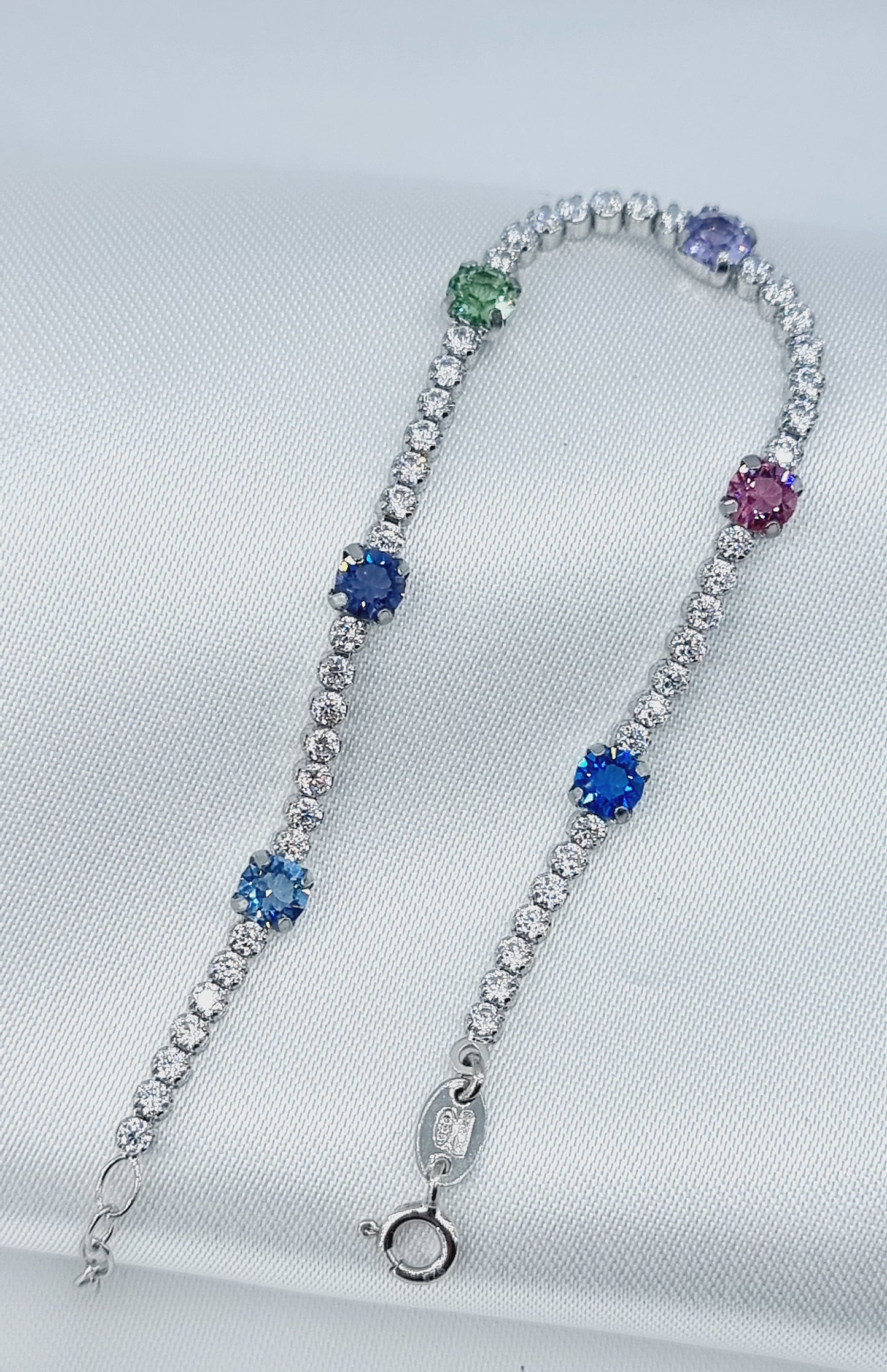 Bracciale tennis con gemme multicolor